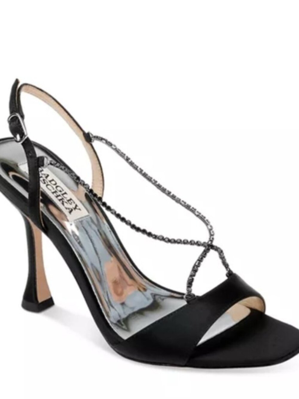 Badgley Mischka Neville Embellished Sandals Black Satin